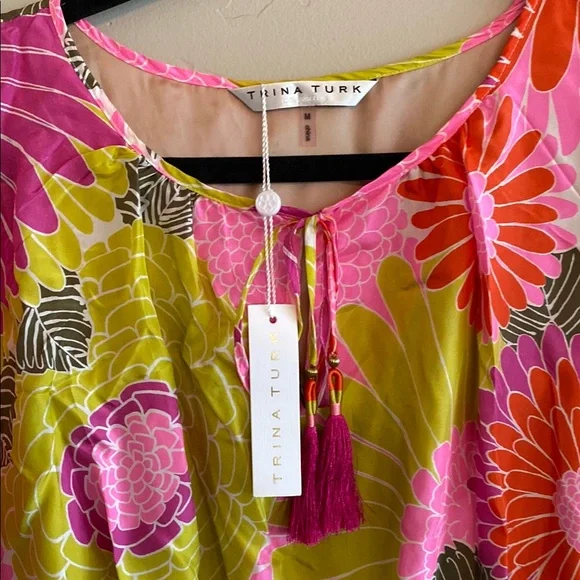 Trina Turk Floral Dress in Pink, Green, and Orange - Picture 2 of 2